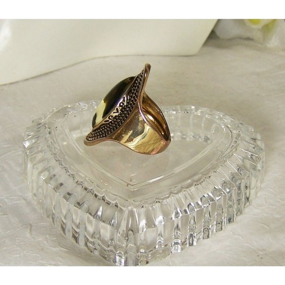 Artisan Designed Agate Bezel Set Long Knuckle Ring Size 7 1/2 Adjustable Band - Picture 2 of 7